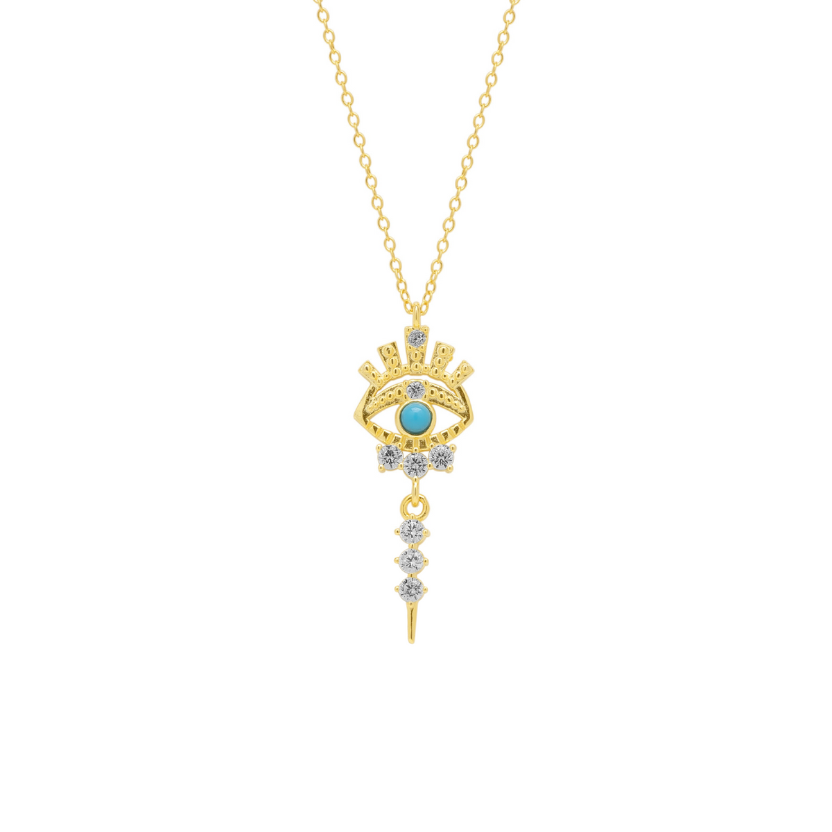 Turquoise Evil Eye Eyelash Drop Sterling Silver Necklace