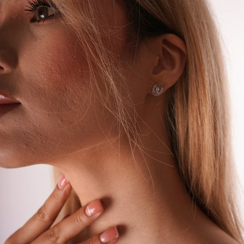 Sterling Silver Marquise Horseshoe Stud Earring