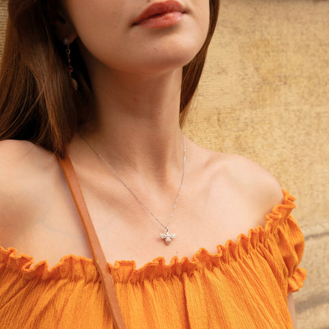 Matte Bumble Bee Sterling Silver Necklace