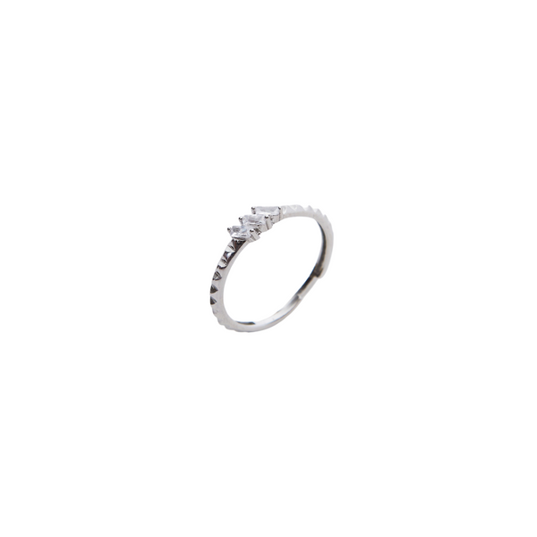 Three Parallel Baguette Gemstone Sterling Ring