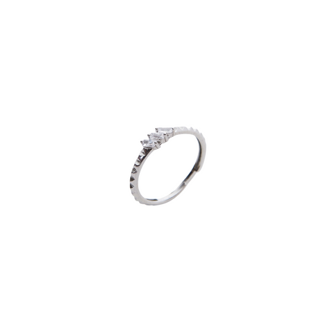 Three Parallel Baguette Gemstone Sterling Silver Ring