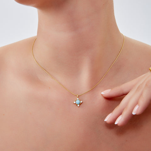 Blue Moonstone Sterling Silver Pendant Necklace With Fine Italian Chain