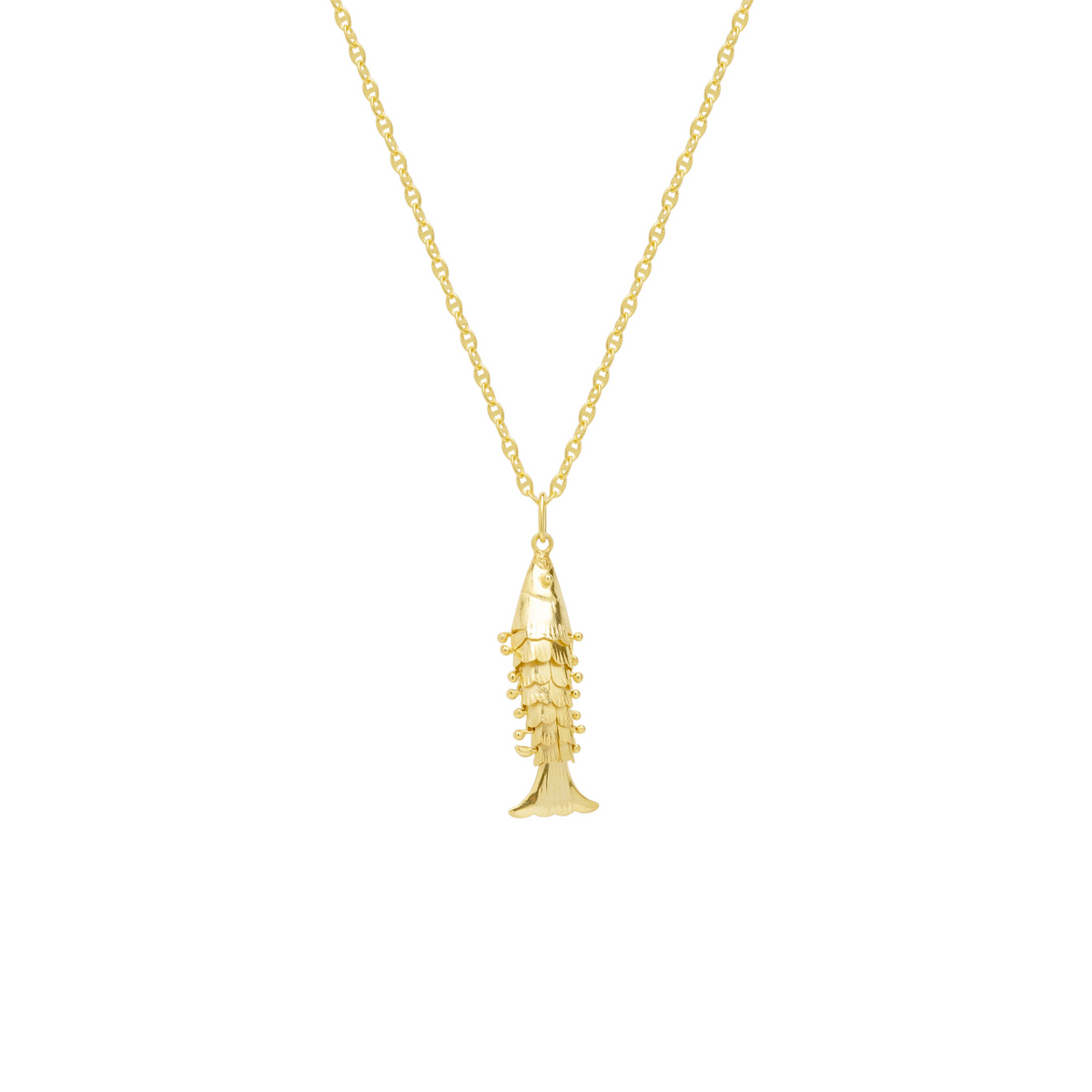 Sterling Silver Mariner Anchor Chain Sardinia Fish Necklace
