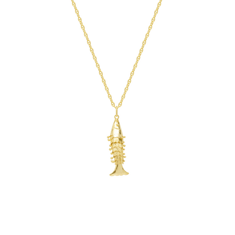 Sterling Silver Mariner Anchor Chain Sardinia Fish Necklace