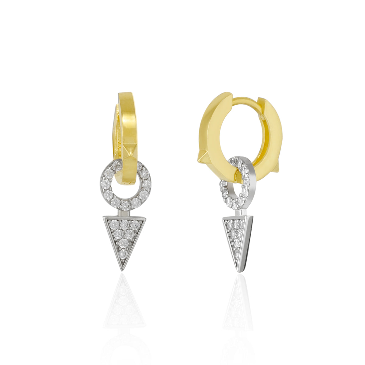 Sterling Silver Triangle Pave Hoop Earrings