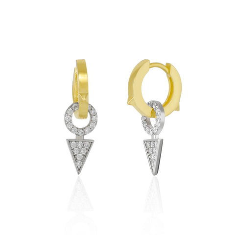 Sterling Silver Triangle Pave Hoop Earrings