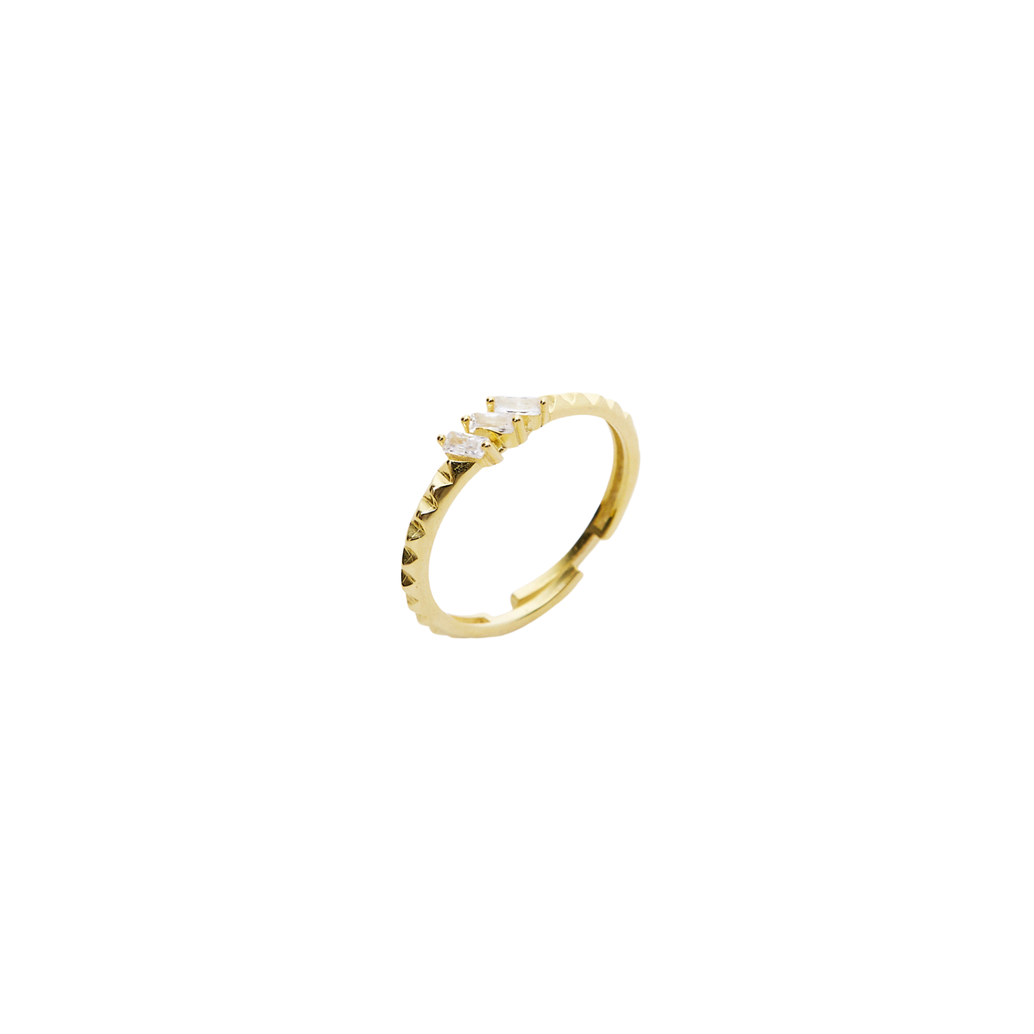 Three Parallel Baguette Gemstone Sterling Silver Ring
