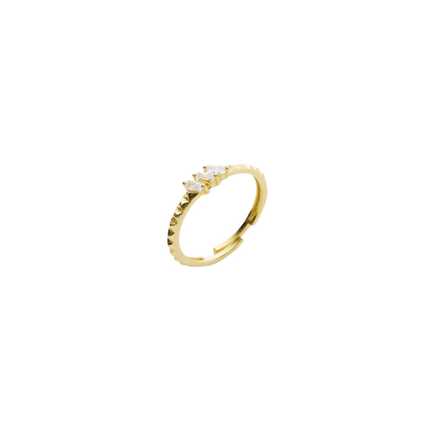 Three Parallel Baguette Gemstone Sterling Silver Ring