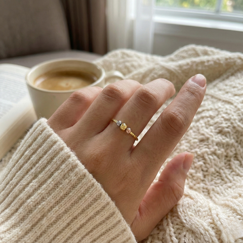 Sterling Silver Dorissa Beaded Adjustable Ring