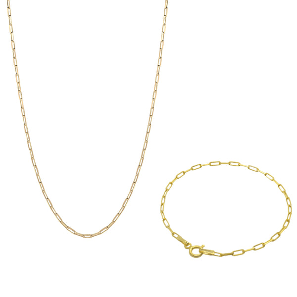 Rectangular Sterling Chain Bracelet Necklace Set