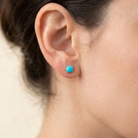 9Ct Solid Gold Natural Turquoise Stud Earrings