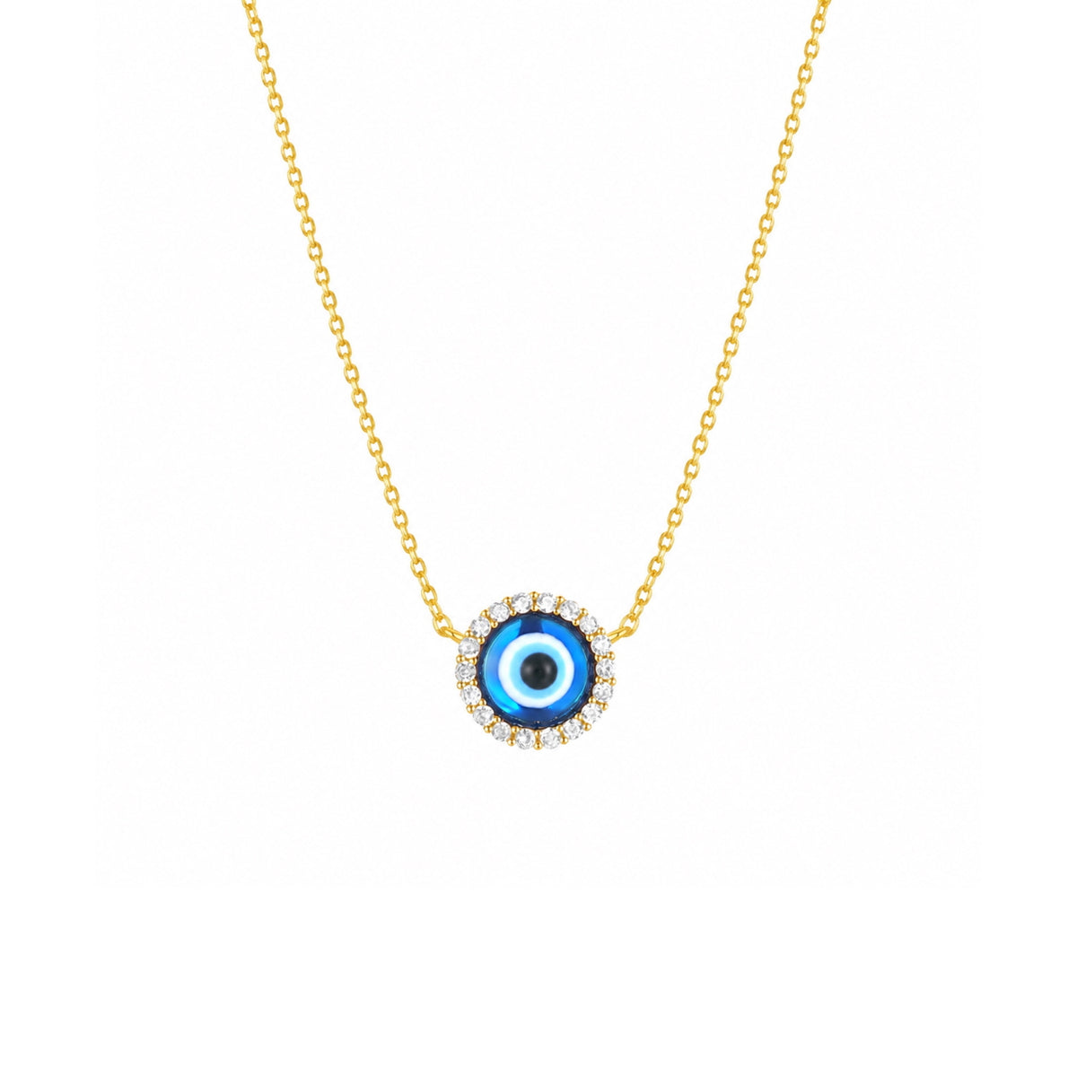 Halo Real Evil Eye Sterling Silver Necklace