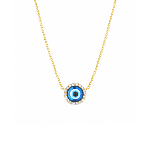 Halo Real Evil Eye Sterling Silver Necklace