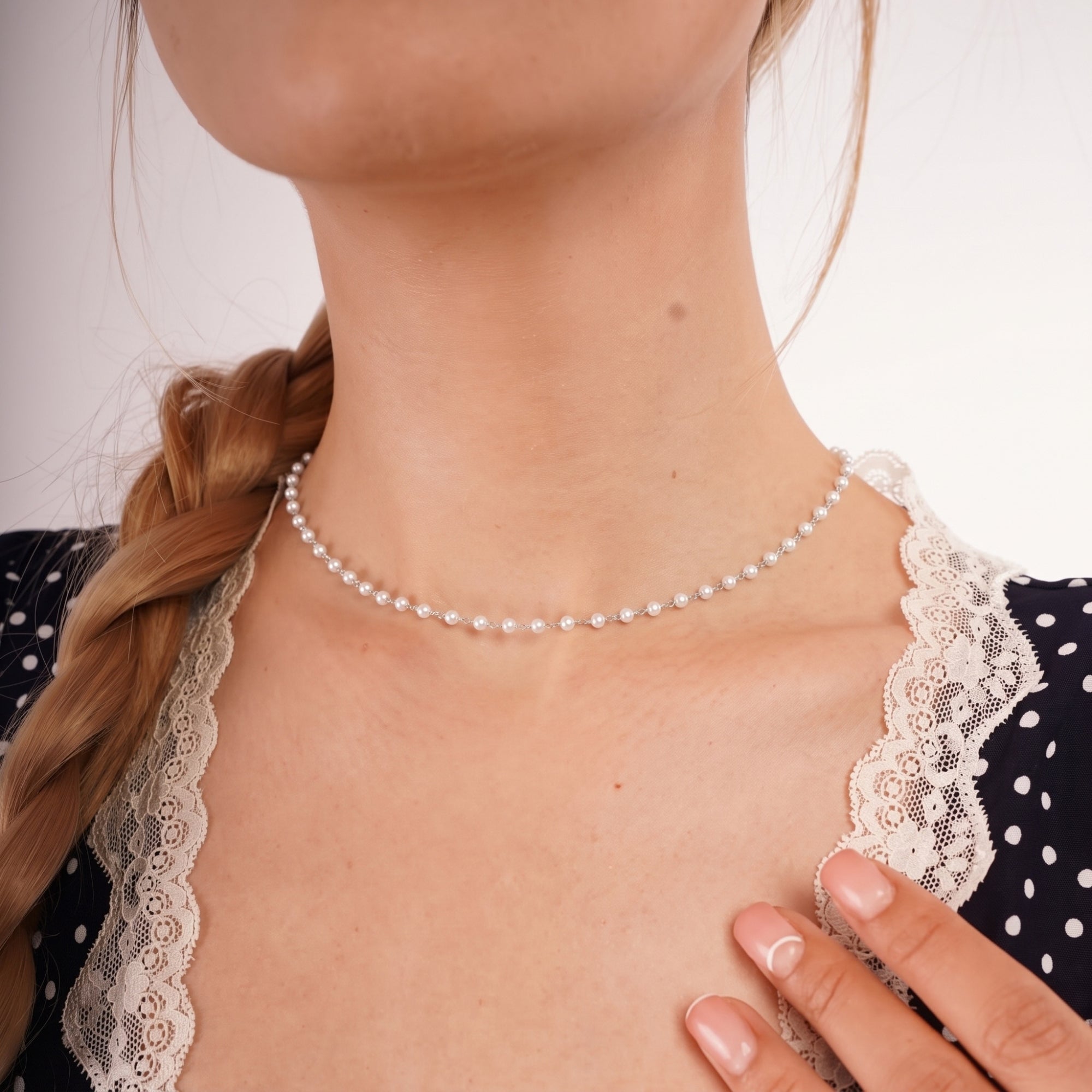Fine Linked Pearl Sterling Silver Chain Necklace