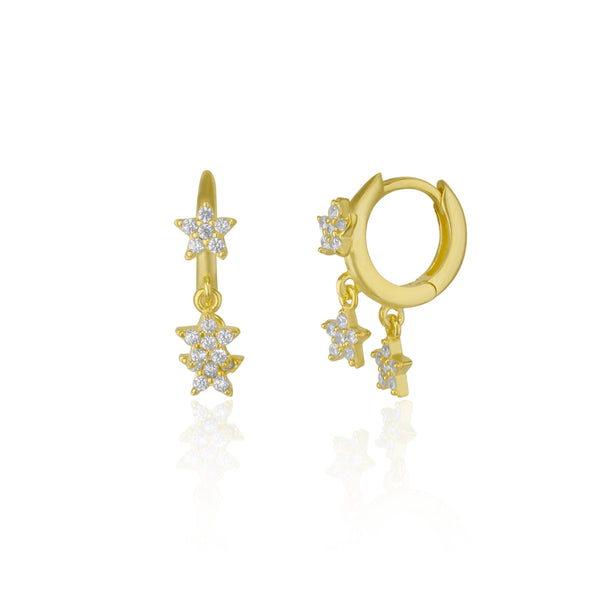 Star Sterling Eardrop Hoop Earrings