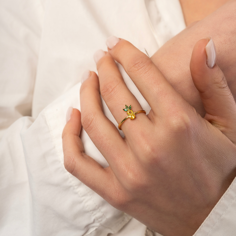 Pineapple Sterling Silver Adjustable Ring