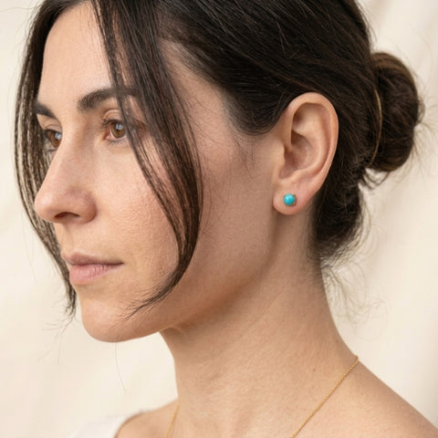 9Ct Solid Gold Natural Turquoise Stud Earrings