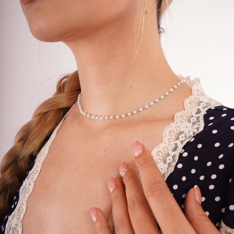 Fine Linked Pearl Sterling Silver Chain Necklace