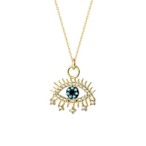 Evil Eye Earring Eye Eyelash Sterling Silver Pendant Necklace