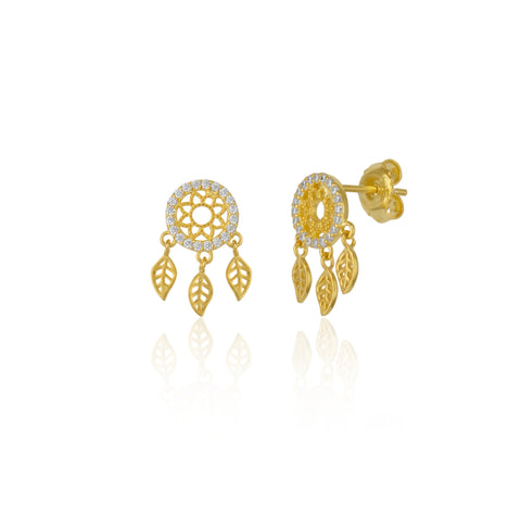 Braided Dreamcatcher Sterling Silver Drop Stud Earrings
