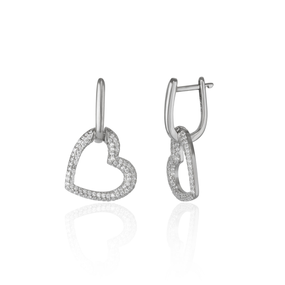 Chunky Heart Sterling Silver Drop Earring