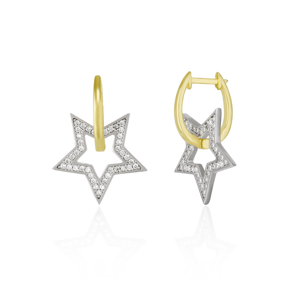 Sterling Silver Star Hoop Earrings