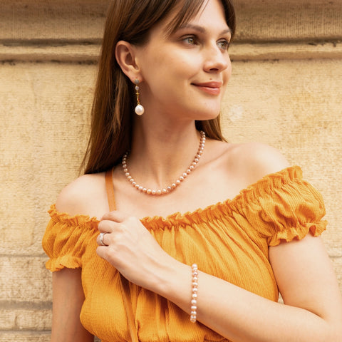 Natural Freshwater Real Purple Pearl Strand Bracelet