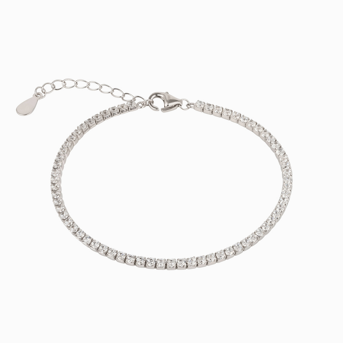 Flat Back Sterling Silver Fine Tennis Bracelet