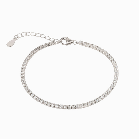 Flat Back Sterling Silver Fine Tennis Bracelet