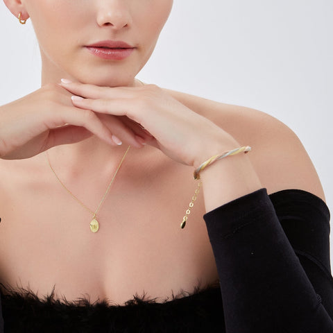 Twisted Rope 3 Color Gold Rose Gold Sterling Silver Handcrafted Bracelet