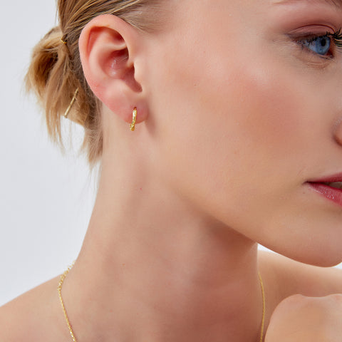 Molten Wavy Sterling Silver Textured Hoop Earrings