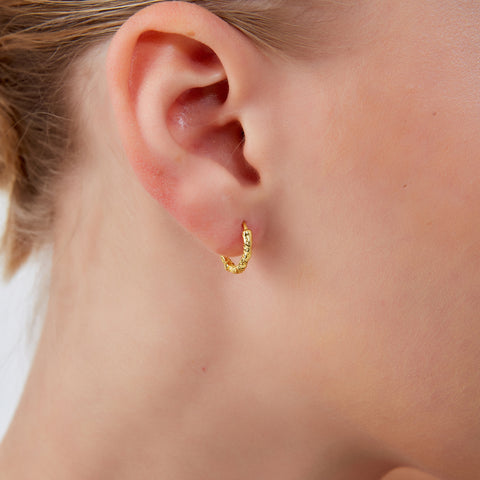 Molten Wavy Sterling Silver Textured Hoop Earrings