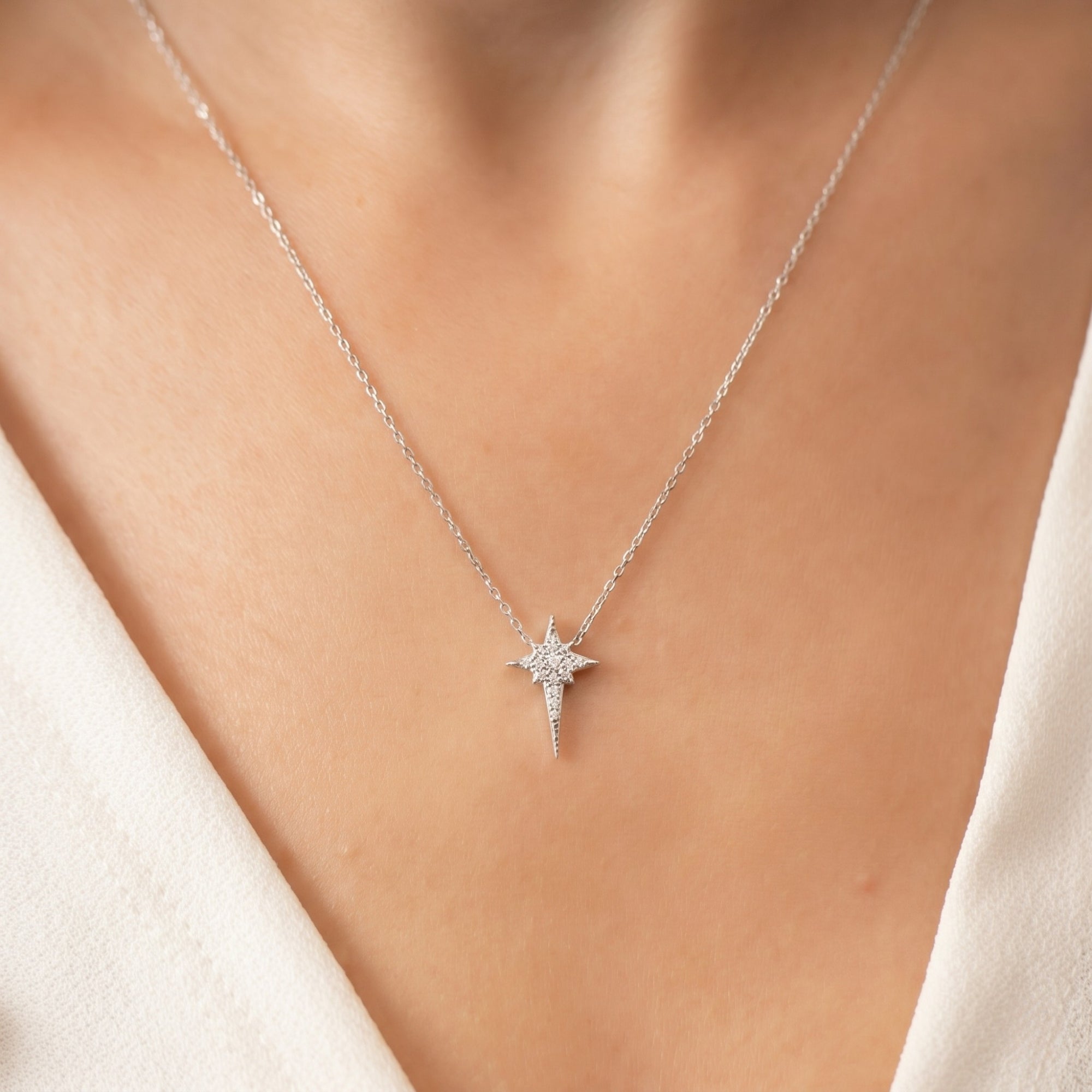 Northern Star Polaris Sterling Silver Necklace and Stud Earring Set