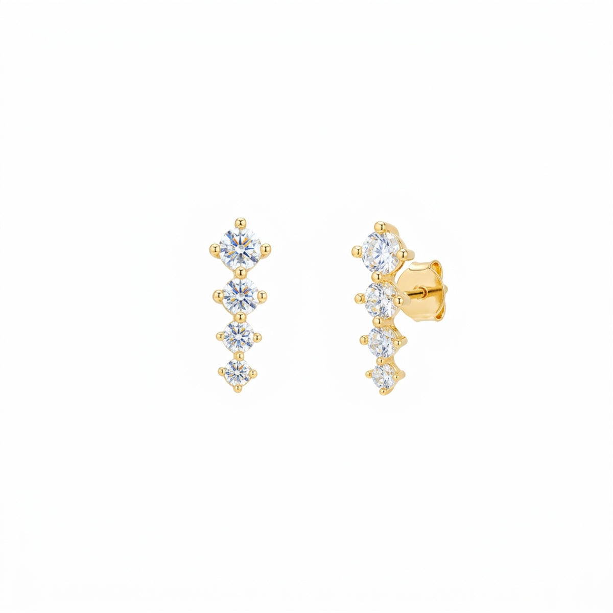 Sterling Silver Graduated Tennis Earrings