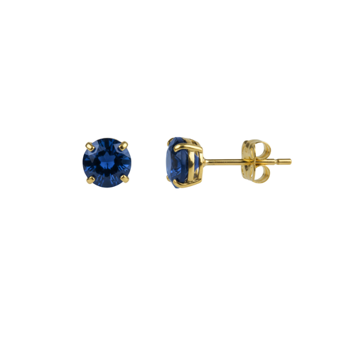 9c Gold Synthetic Sapphire Stud Earrings