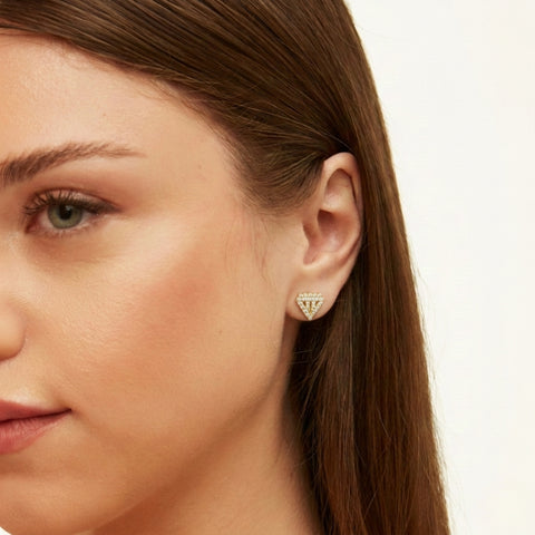 Sterling Silver Diamond Stud Earrings