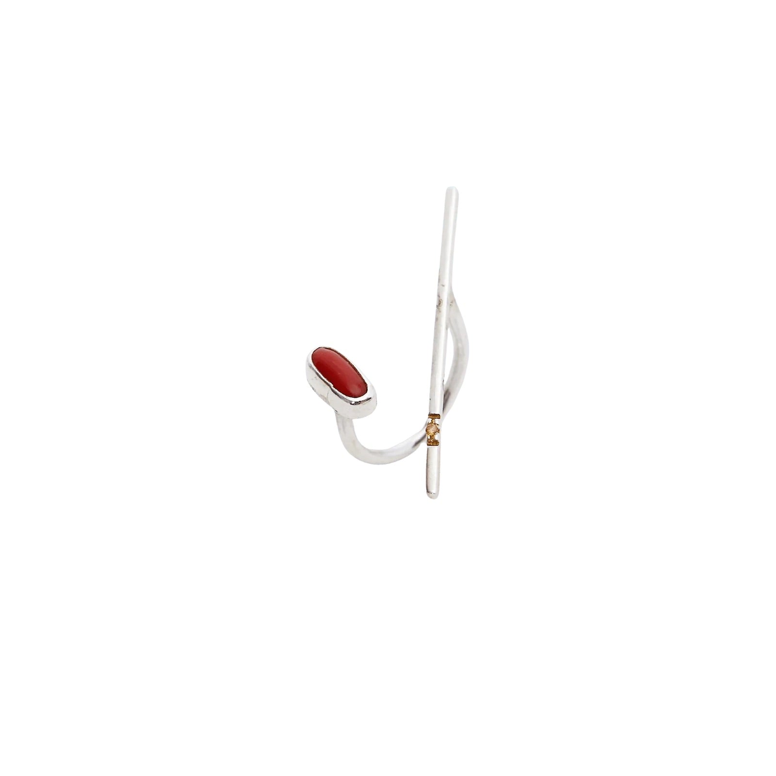 Sterling Silver Bar Oval Natural Stone Ring