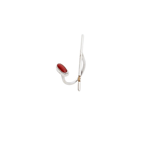 Sterling Silver Bar Oval Natural Stone Ring
