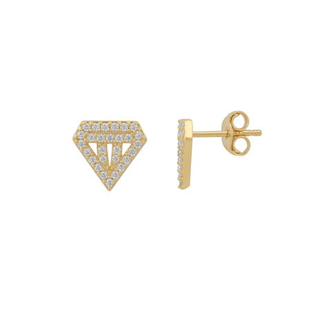 Sterling Silver Diamond Stud Earrings