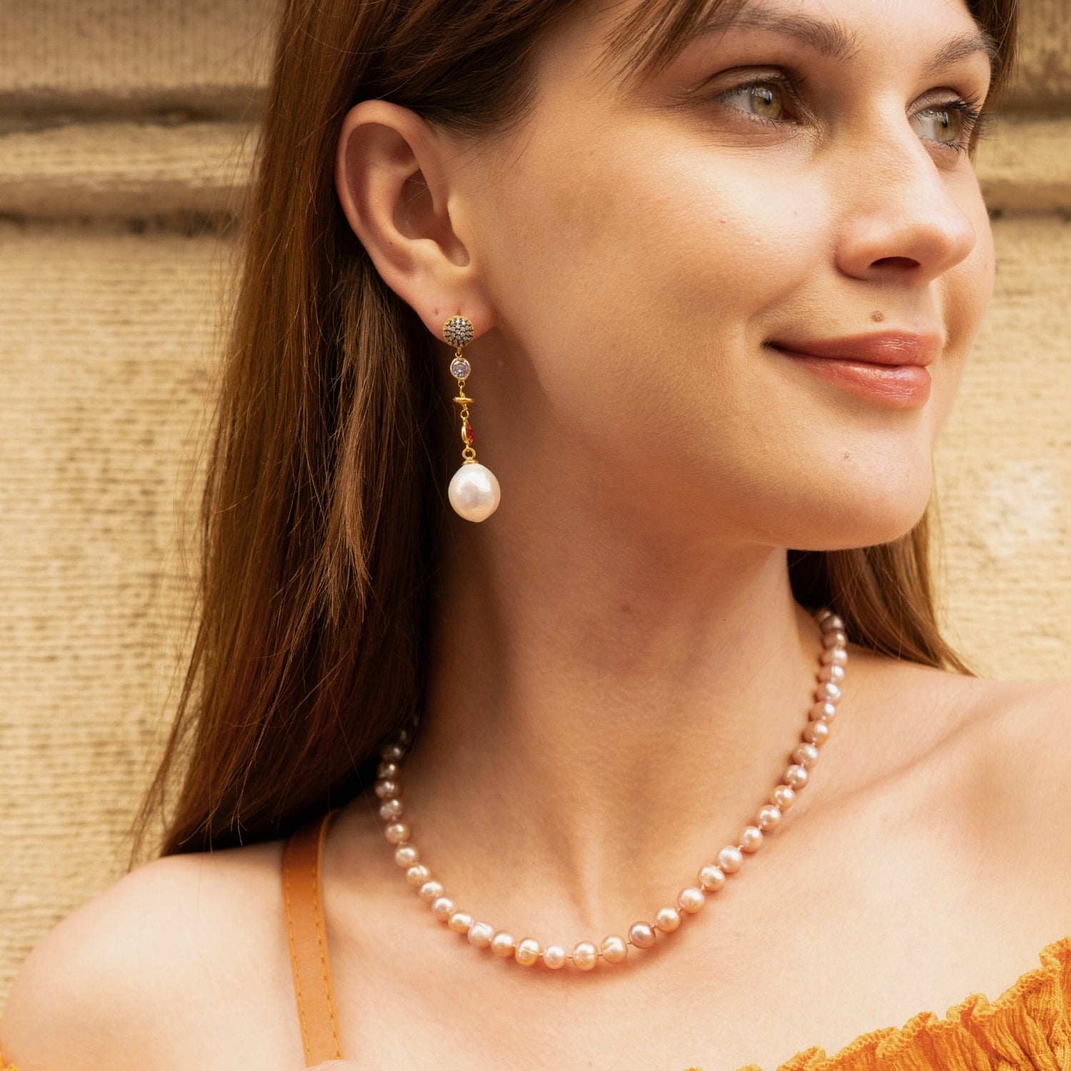 Chunky Baroque Pearl Drop Sterling Silver Earring