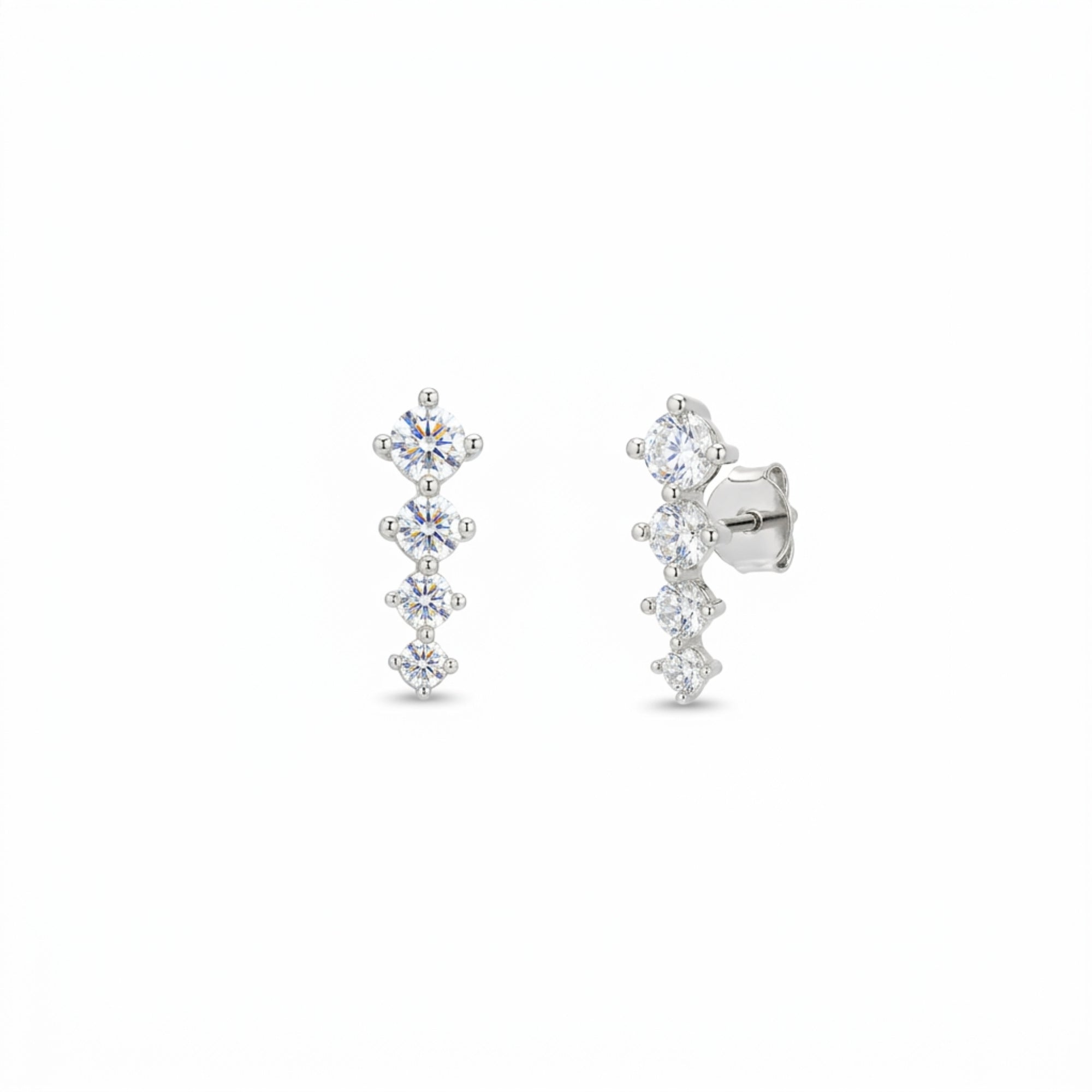 Sterling Silver Graduated Tennis Earrings