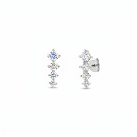 Sterling Silver Graduated Tennis Earrings