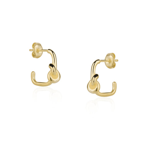 Semi Hoop Knot Sterling Silver Earrings
