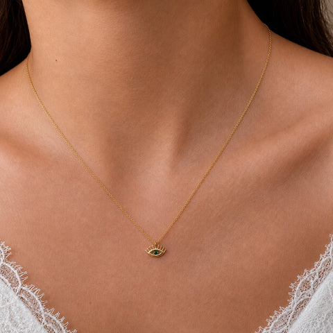Emerald Eye Evil Eye Sterling Silver Necklace