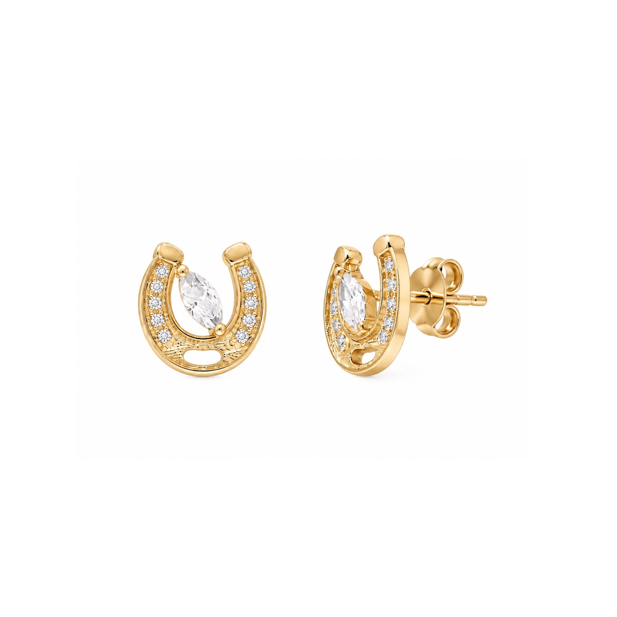 Sterling Silver Marquise Horseshoe Stud Earring