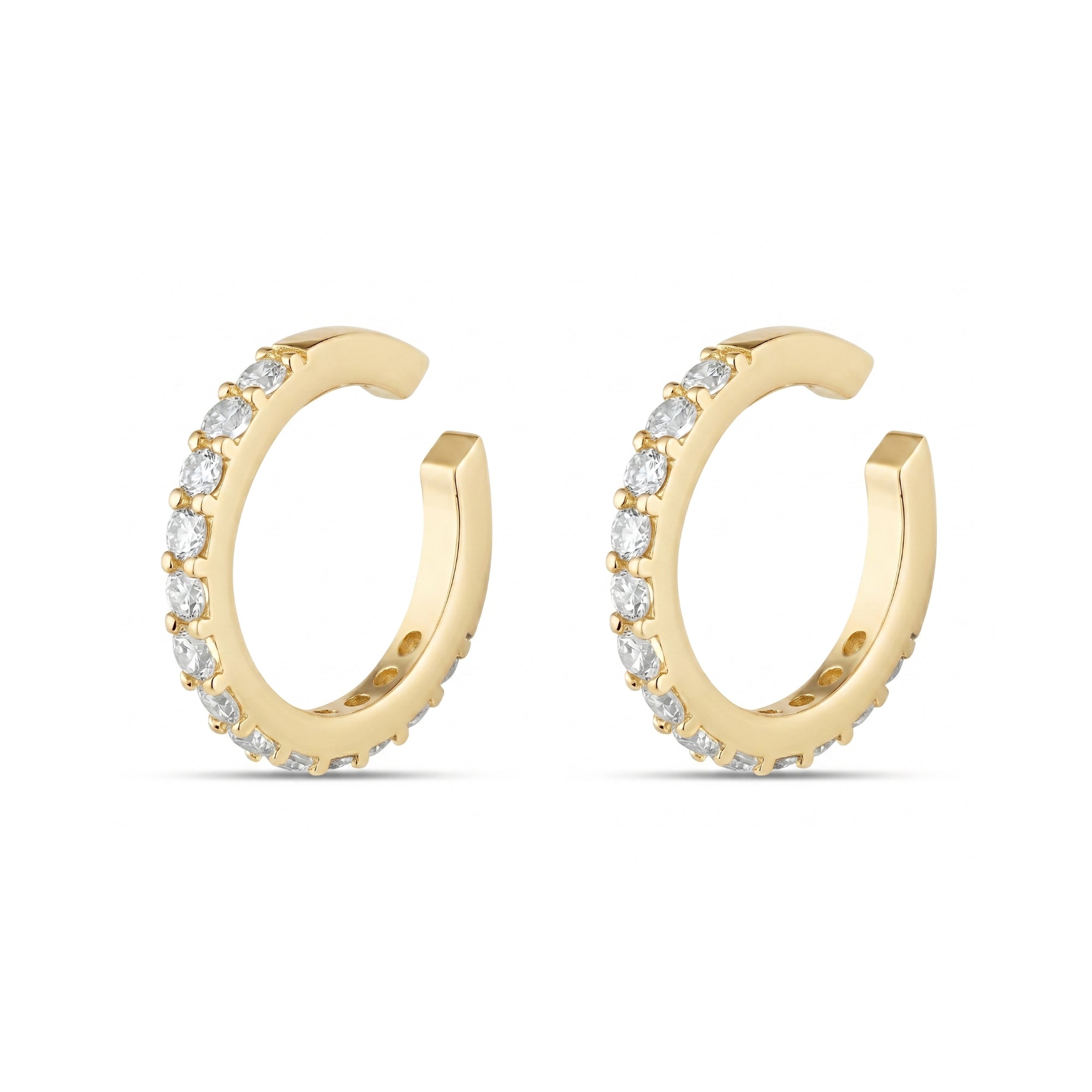Cubic Zirconia Sterling Silver Ear Cuffs No Piercing - Pair