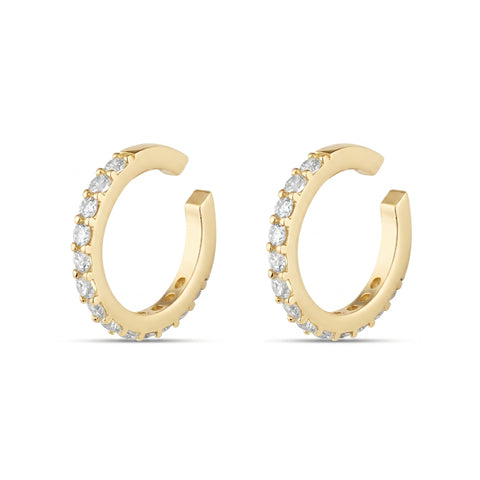 Cubic Zirconia Sterling Silver Ear Cuffs No Piercing - Pair