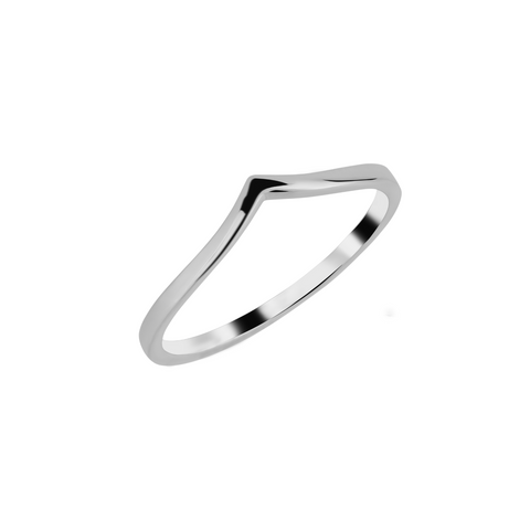 Sterling Silver Plain Polished Wishbone V Ring
