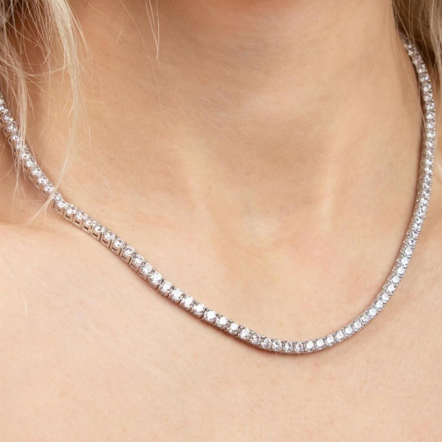 Sterling Silver Large Tennis Necklace - 3mm