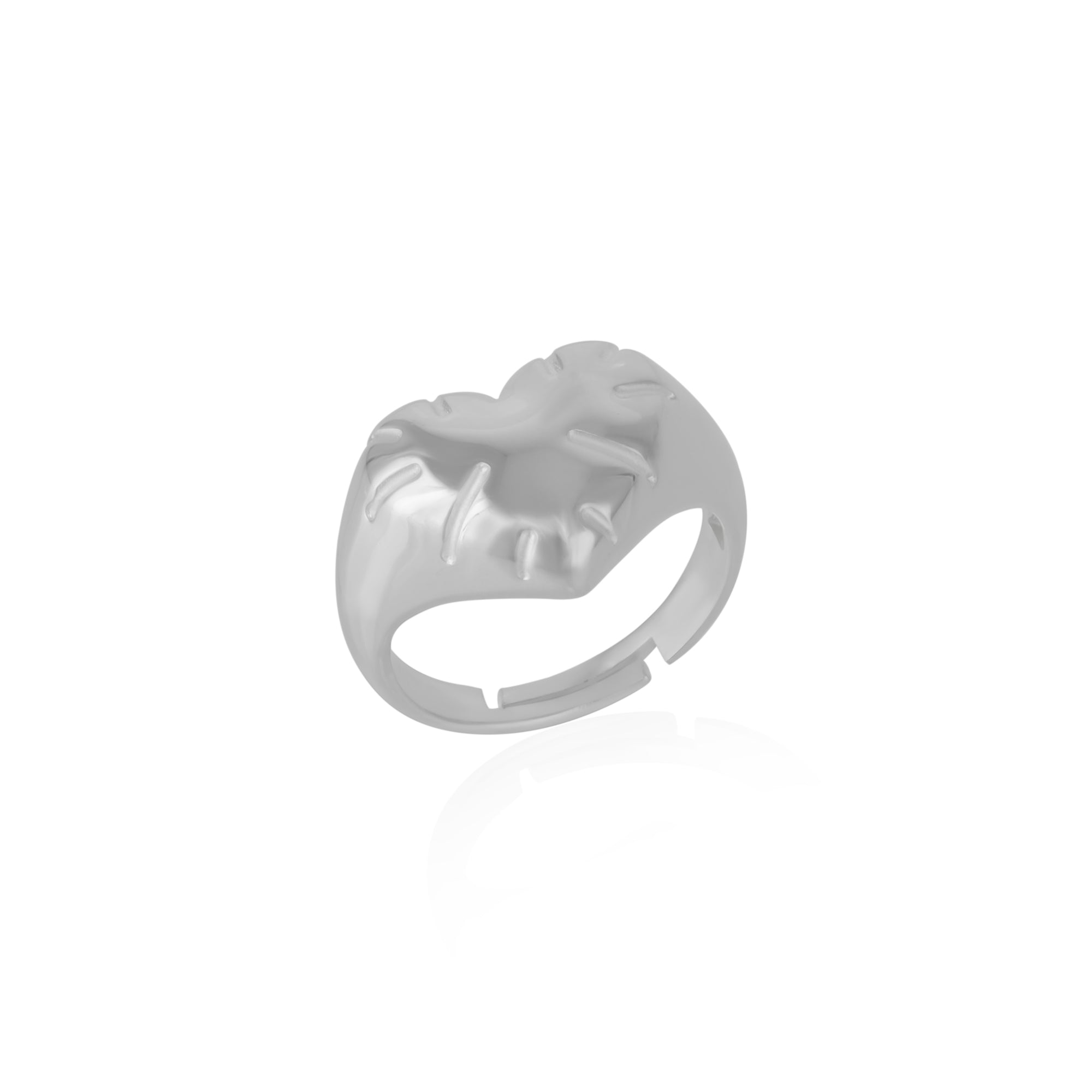 Sterling Silver Chunky Love Heart Signet Ring